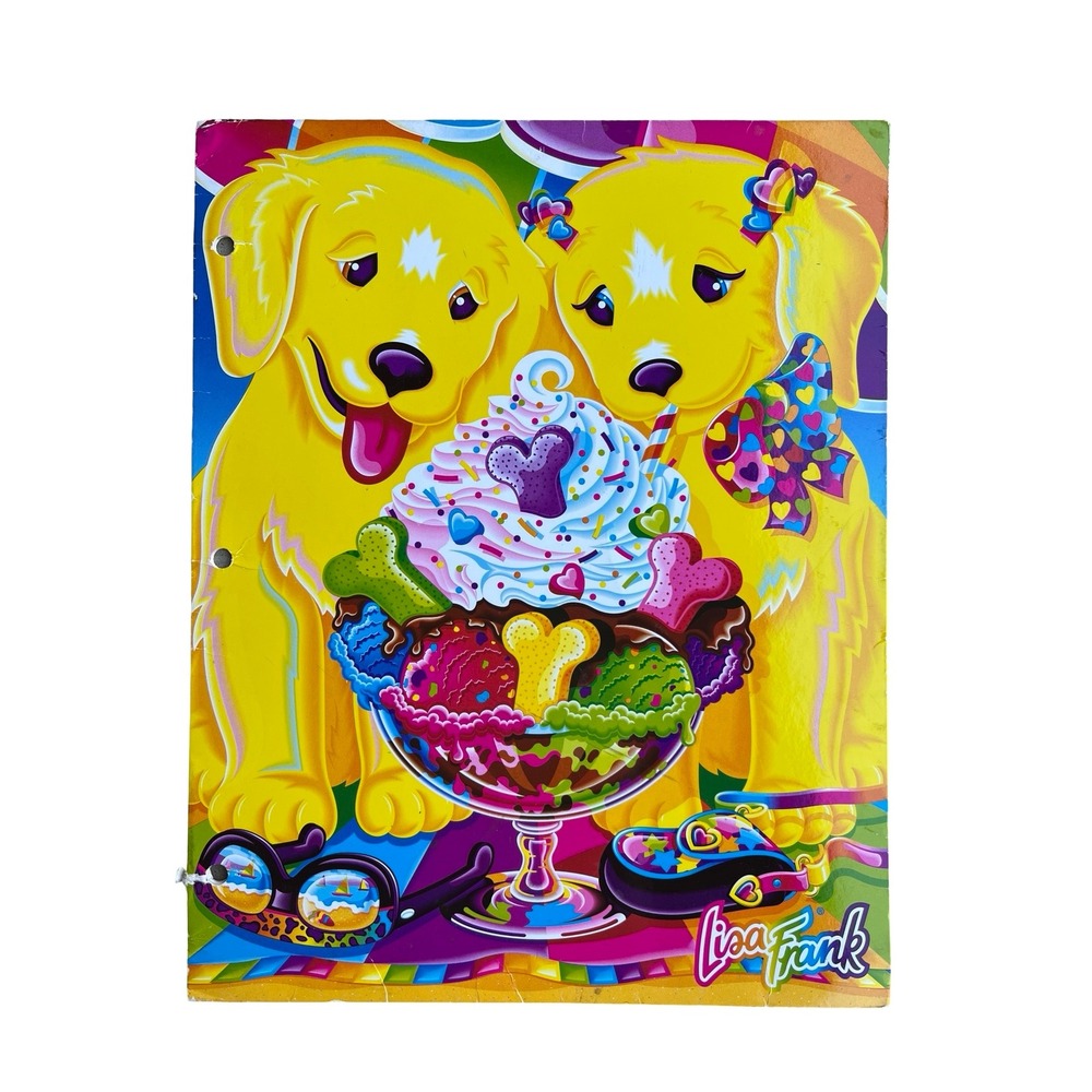 Vintage Lisa Frank Casey and Candy Puppy Love Folder 2 Pocket Made in USA 90s